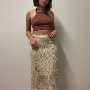 Beige Crochet Maxi Skirt
